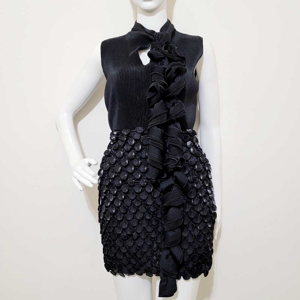 Rare Issey Miyake Black Ruffle Top sz 4